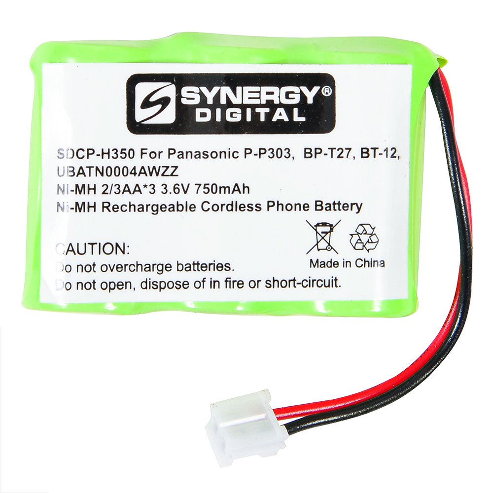 Synergy Digital Rechargeable Cordless Phone Batteries - 2 Pack Ni-MH 3.6V 750mAh Replacement for GP GP60AAH3BMJ, 30AAK3BMJ, 40AAK3BMJ, 60AAH3BMJ - Perfect for Home & Office Cordless Phones