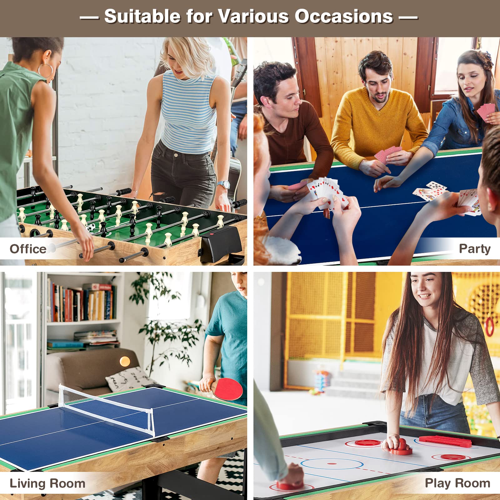 Giantex 10-in-1 Multi Game Table Set with Hockey, Foosball, Pool, Ping-Pong, Chess, Cards, Checkers, Bowling, Shuffleboard & Backgammon - Adult Size Multiplayer Game Table for Game Room, Family Gatherings & Entertainment Centers - Perfect for Parties, Basement Fun & Indoor Recreation