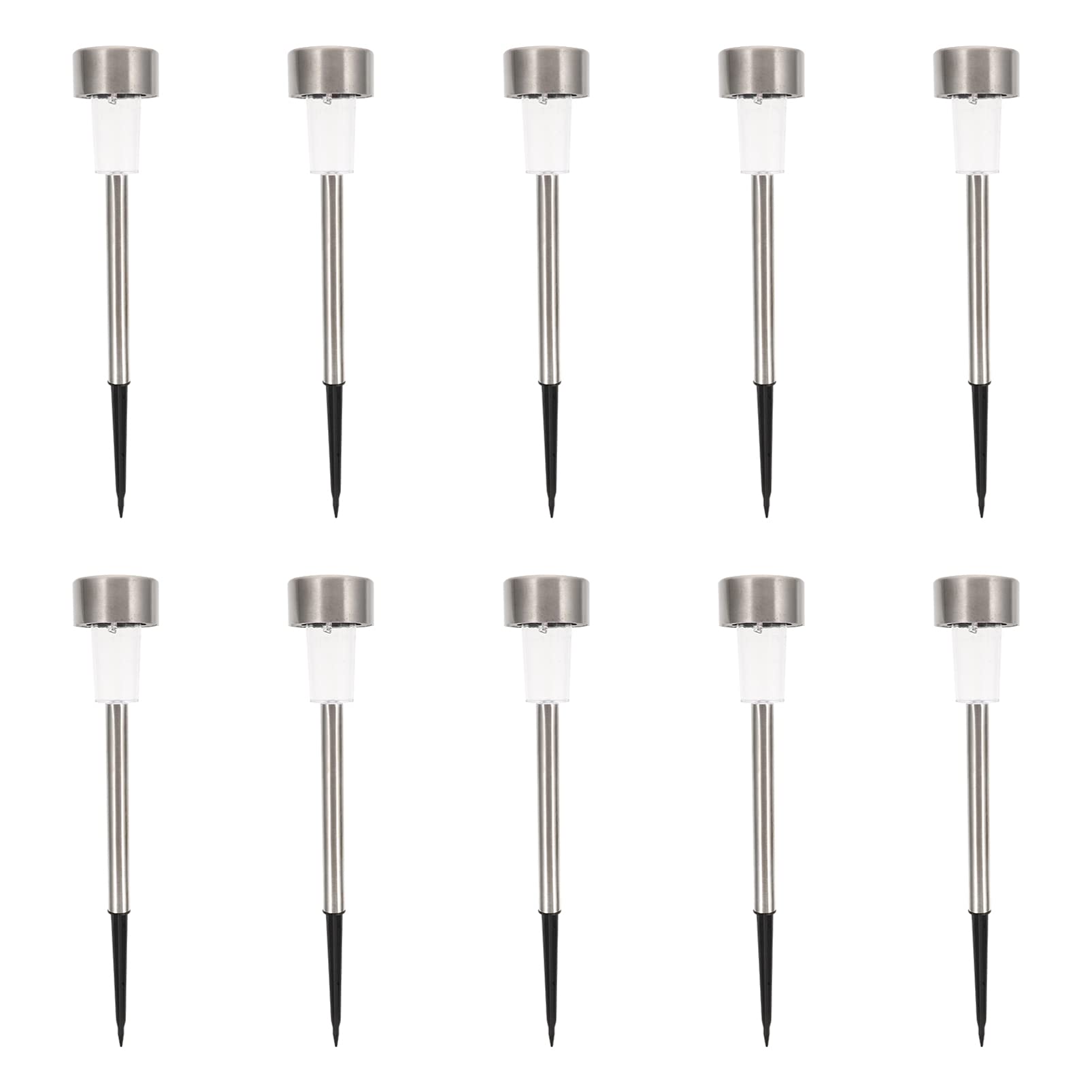 Solar Pathway Lights 10Pcs - Stainless Steel LED Garden Lights for Patio, Yard, Driveway