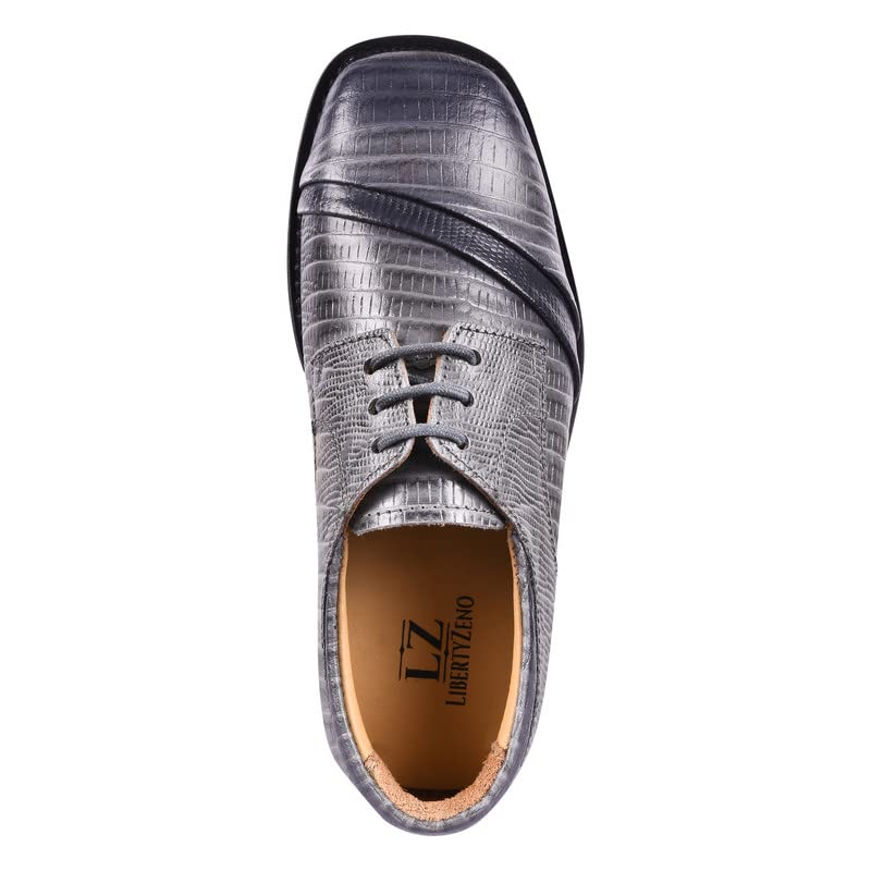 LIBERTYZENO Boys Lizard Print Genuine Leather Oxford Dress Shoes - Kids & Toddlers Lace Up Formal Shoes for Easter, Church, Wedding & Special Occasions