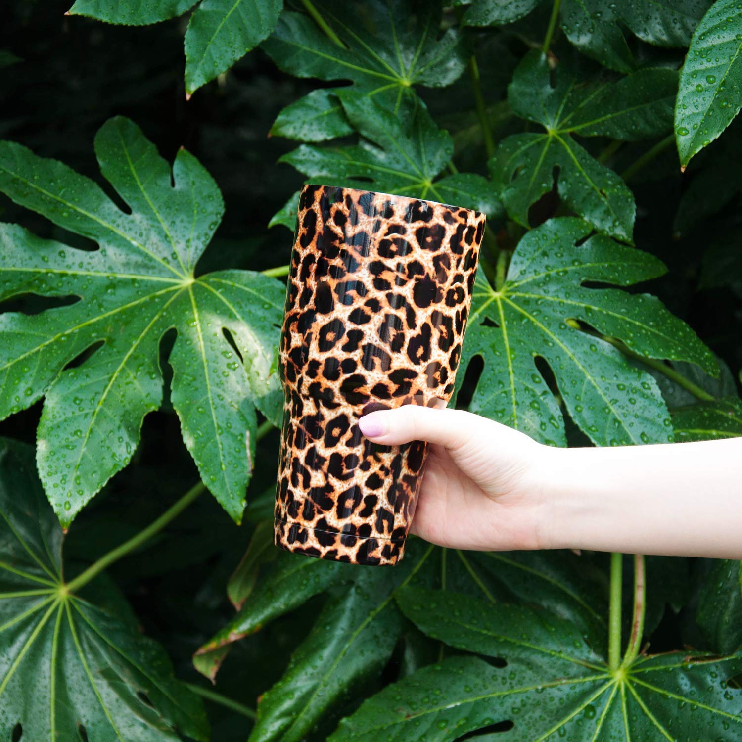 30oz Leopard Print Stainless Steel Tumbler with Straw & Cleaning Brush - Insulated Travel Mug for Hot & Cold Drinks - Perfect for Gym, Office, Hiking and Outdoor Activities