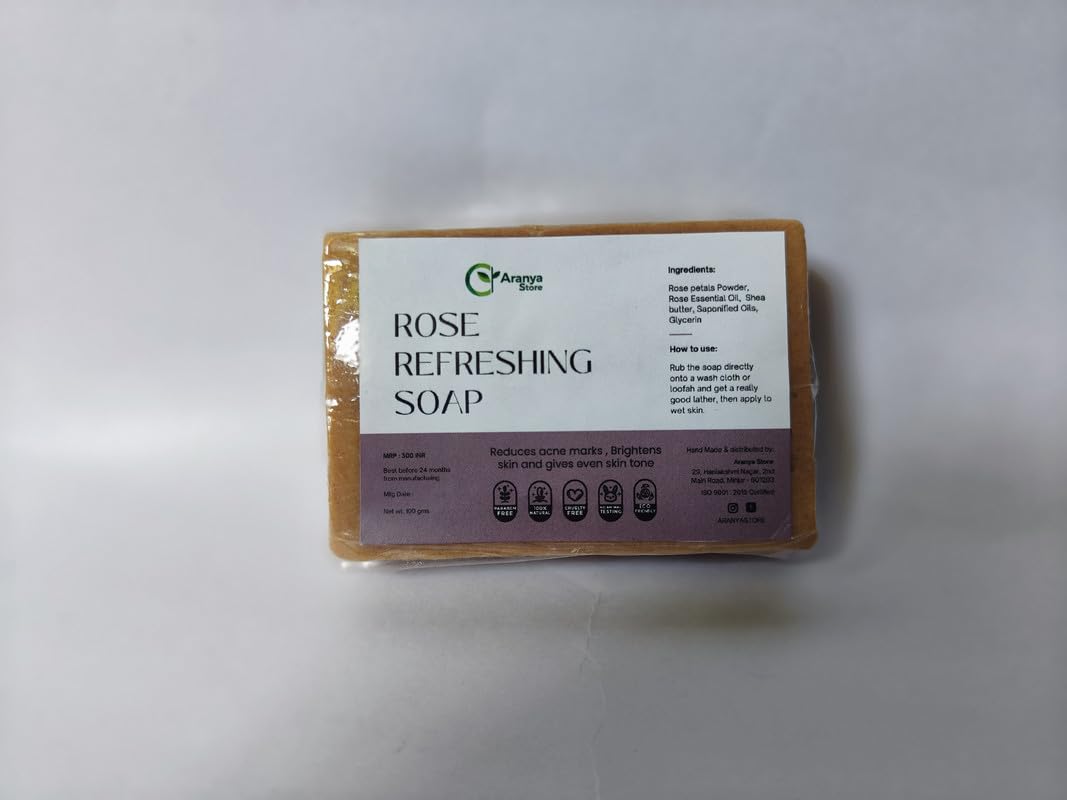 Aranya Store Natural Rose Refreshing Soap - Handmade Organic Face & Body Cleanser for Sensitive Skin, Perfect for Daily Skincare & Relaxing Bath Time