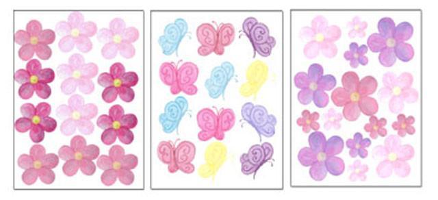 Pastel Flower & Butterfly Wall Decals - Self-Adhesive Removable Vinyl Stickers for Nursery, Kids Room, Bedroom Decor - Perfect for DIY Home Decor & Party Backdrops