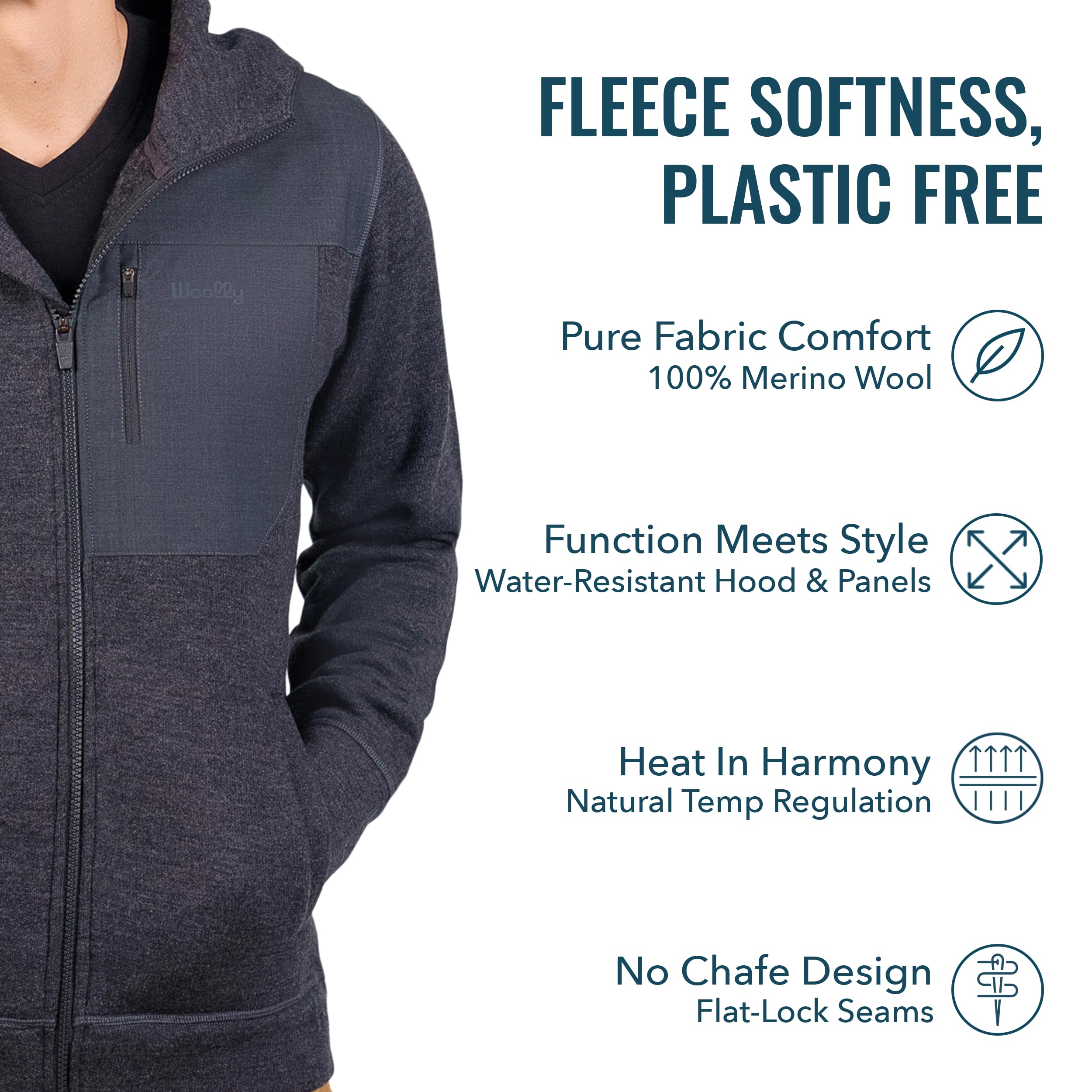 Premium Men's 100% Merino Wool Fleece Jacket - RWS Certified | Ultra-Soft & Weatherproof Winter Coat | Seattle Designed Outdoor Wear for Hiking, Camping & Cold Weather Adventures