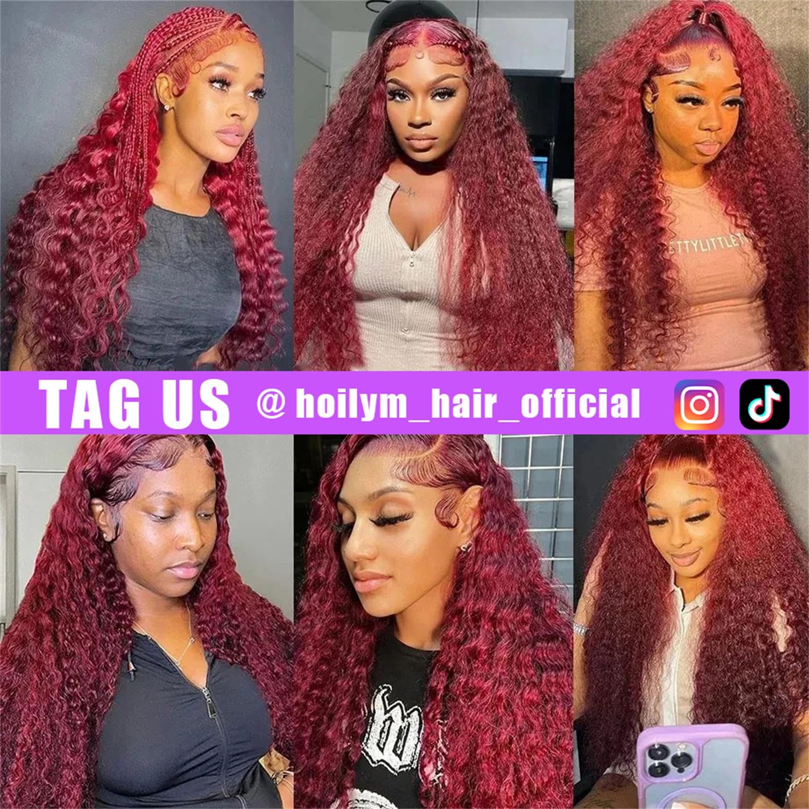 99J Burgundy Lace Front Wigs Human Hair 13x4 Deep Wave - 180% Density HD Transparent Lace - Pre Plucked with Baby Hair - 24 Inch Wet & Wavy Red Curly Wig for Women | Perfect for Cosplay, Parties, Weddings & Daily Styling
