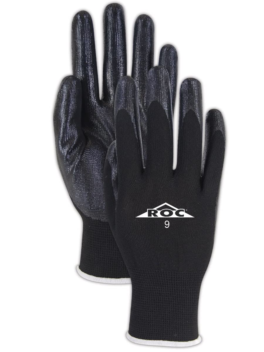 **MAGID Non-Slip Polyester Mechanic Work Gloves - 144 PR, Lightweight Nitrile Coated, Size 9/L, Automotive, Reusable, 13-Gauge, Black (GP161) - Perfect for Auto Repair, Construction & Heavy-Duty Work**