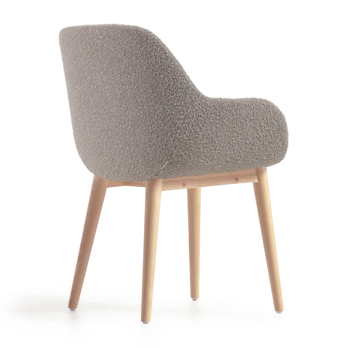 Konna Boucle Dining Chair - Modern Upholstered Accent Chair for Kitchen, Dining Room & Office - Soft Textured Fabric & Sturdy Wooden Legs