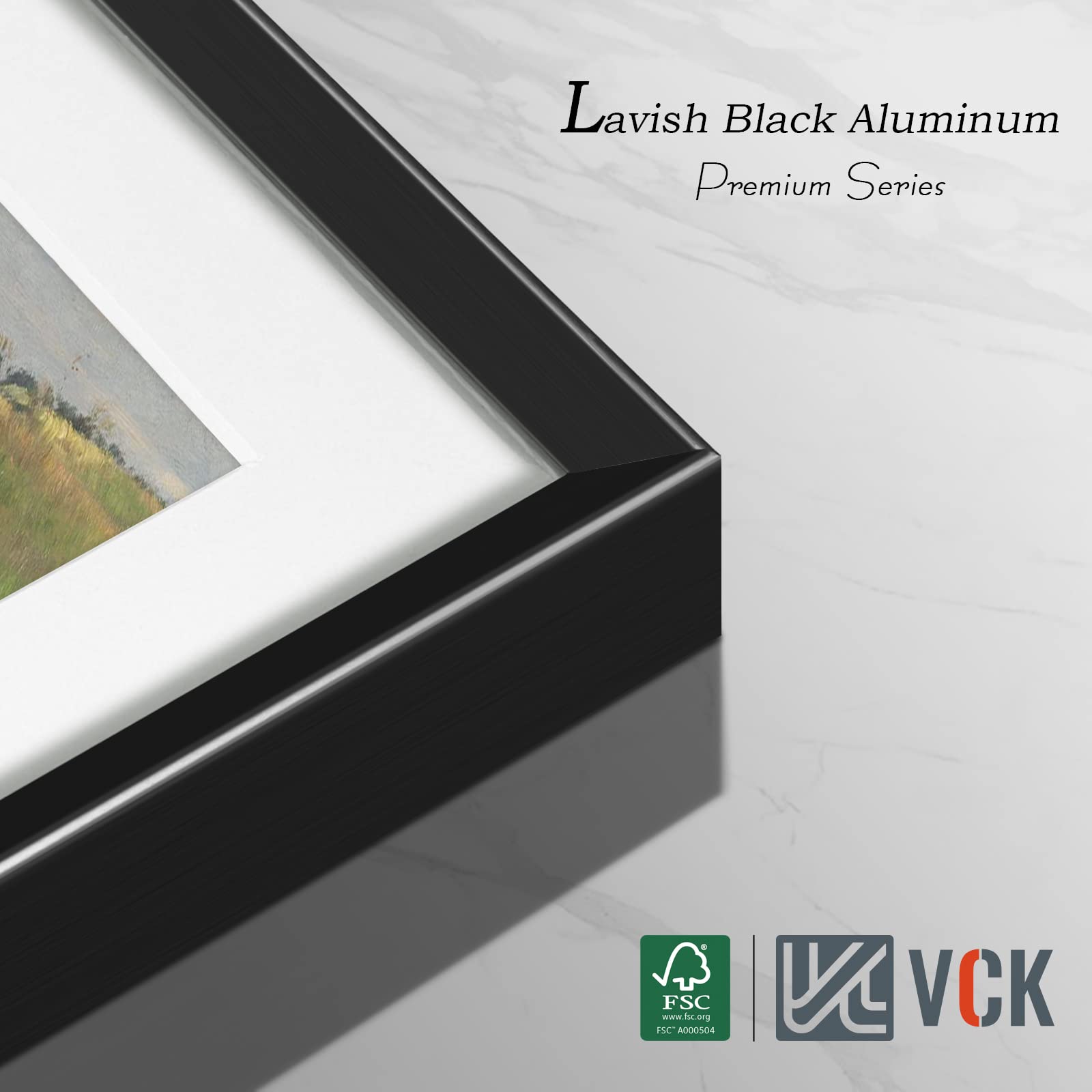 VCK Black 11x14 Aluminum Picture Frames Set of 6 - Shatterproof Glass, Wall Display Photo Frames with 8x10 Mat - Perfect for Home Decor, Office & Gallery Displays