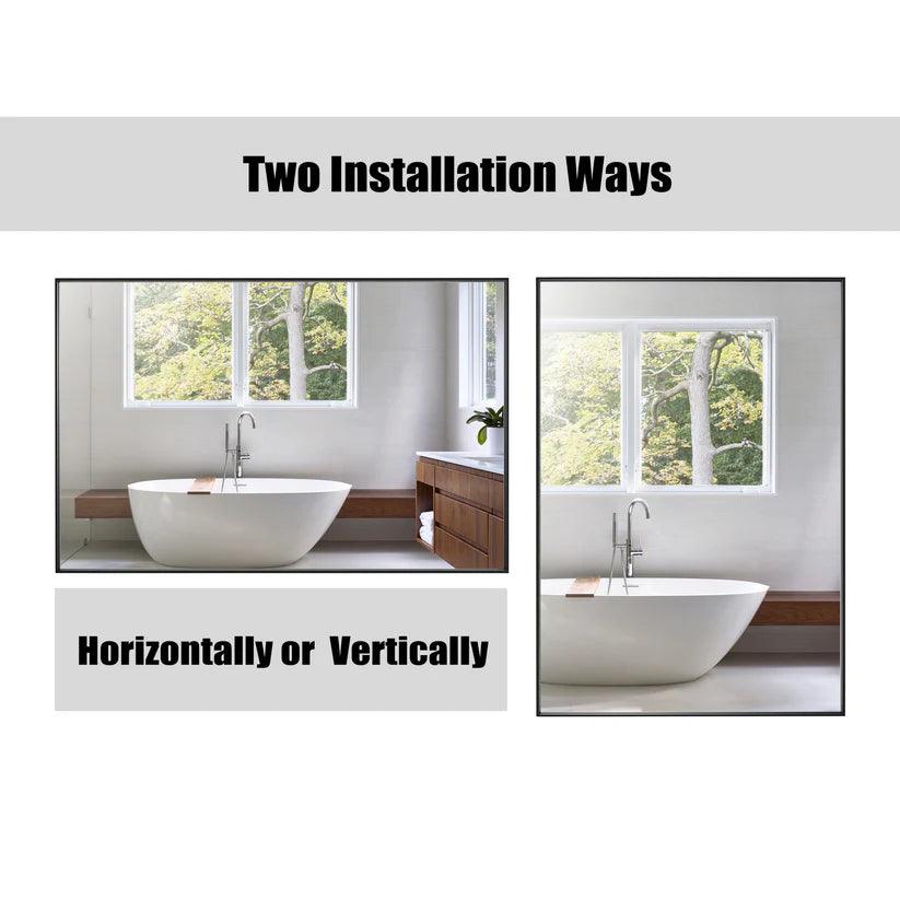 Sleek Modern Black Aluminum Framed Wall Mirror - Full Length Floor Mirror for Bedroom, Living Room & Entryway Decor