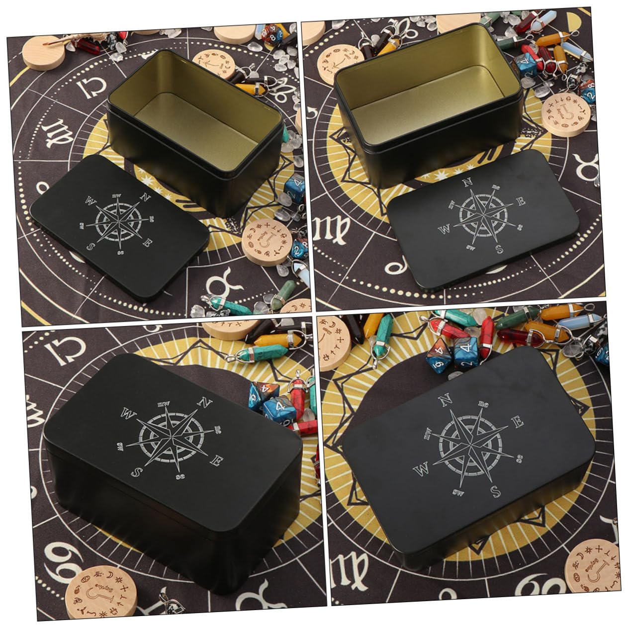 Amosfun 2-Pack Metal Tarot Card Holder Box - Durable Iron Storage Container for Tarot Cards, Makeup, Postcards & Collectibles | Perfect for Card Games, Travel & Home Organization
