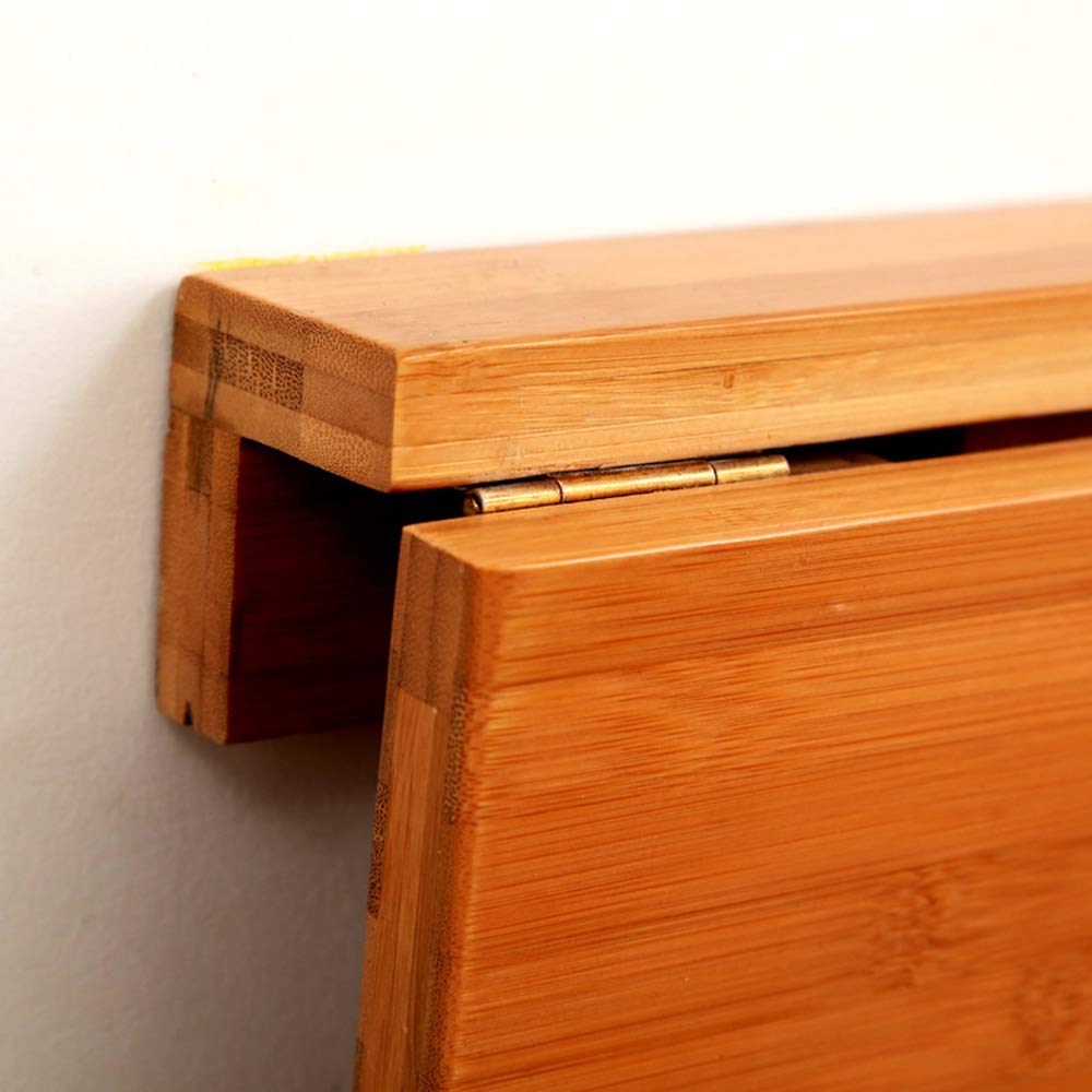 Space-Saving Folding Wall Mounted Drop Leaf Table - Bamboo Kitchen Dining Desk, Multi-Functional Study & Computer Desk for Small Spaces (60/70/80/100cm) - Perfect for Apartments, Dorms & Tiny Homes