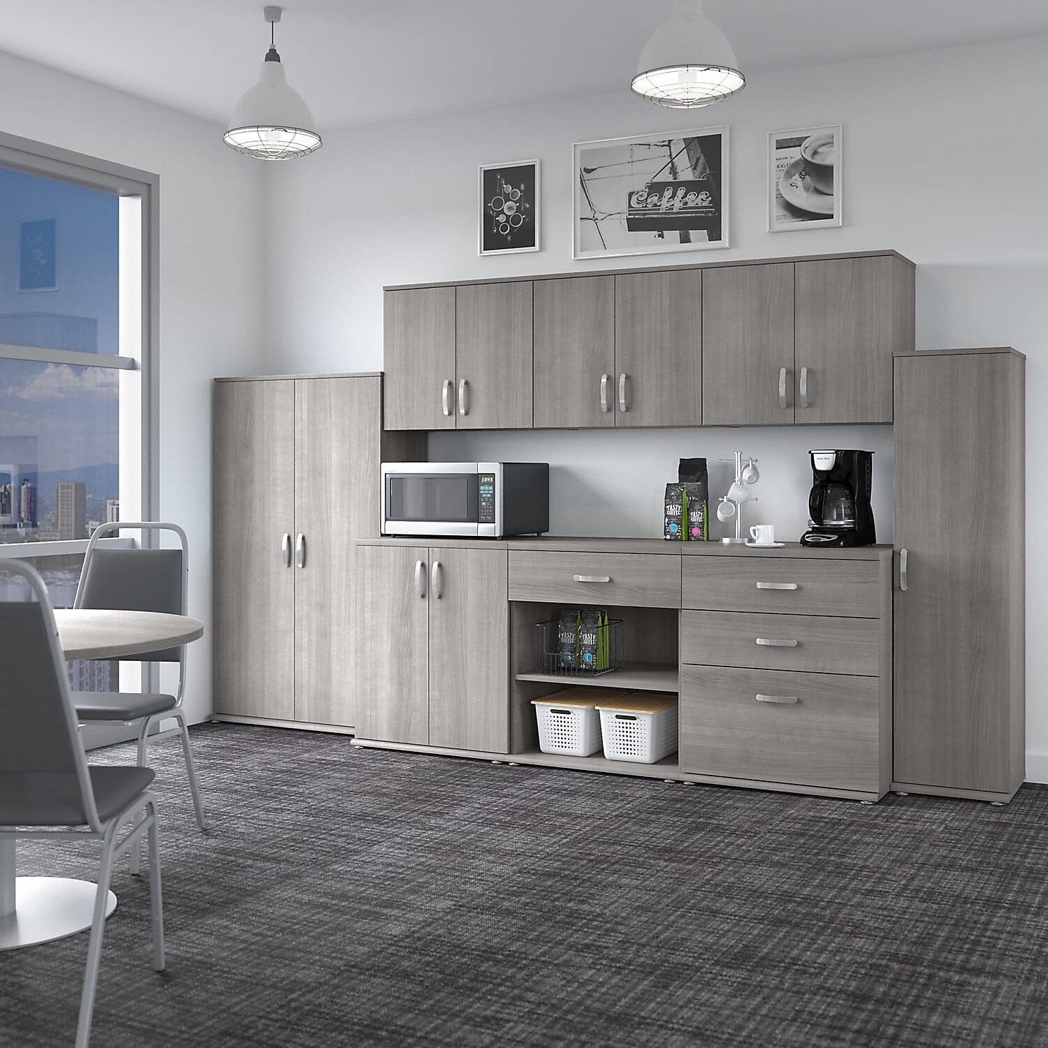 Bush Business Furniture Universal Floor Storage Cabinet with 4 Drawers - Platinum Gray for Office, Home, or Classroom Organization