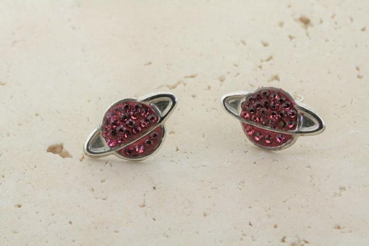 Saturn Stud Earrings Pink - Trendy Dainty Jewelry for Women - Perfect for Parties, Dates & Everyday Wear