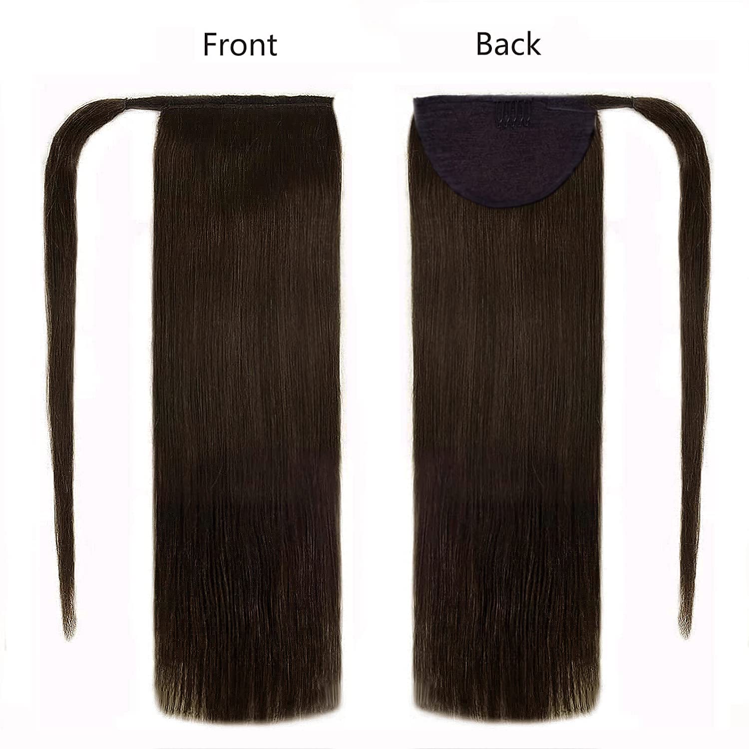 Beroyal 100% Virgin Human Hair Ponytail Extension - 16 Inch Clip-In Straight Natural Black Hairpiece for Thick & Long Hair | Perfect for Parties, Weddings & Daily Styling