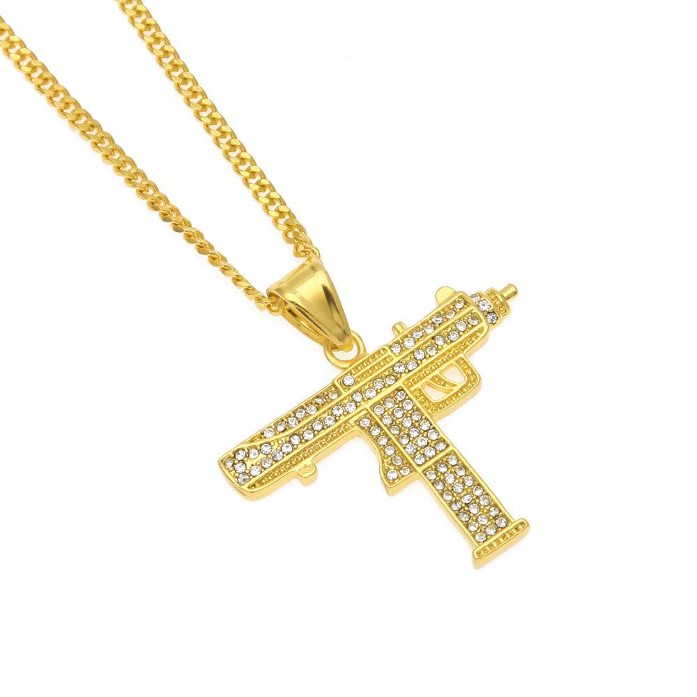 Hip Hop Pendant Necklace for Women & Men - Gold Diamond Charm Cuban Chain Jewelry - Perfect for Streetwear, Gifts & Hip Hop Fashion Accessories