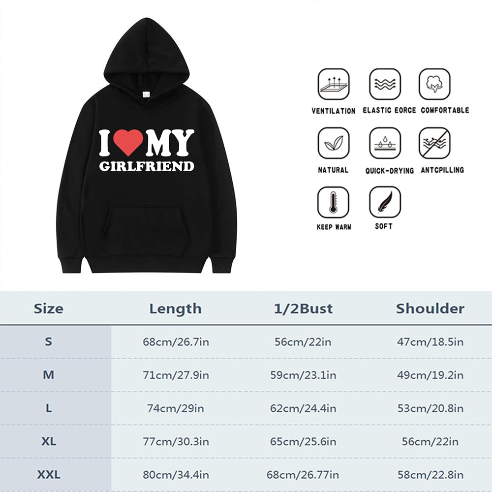 I Love My Girlfriend Hoodie - Valentine's Day Couple Sweatshirt for Men & Women | Cute Matching Outfit Gift for Anniversary, Date Night & Romantic Occasions