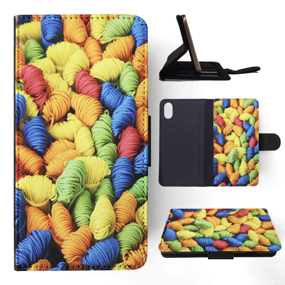 Vibrant Rainbow Wool Yarn Balls Flip Wallet Phone Case for Apple iPhone X & XS - Stylish Protective Cover with Card Slots for Everyday Use & Travel