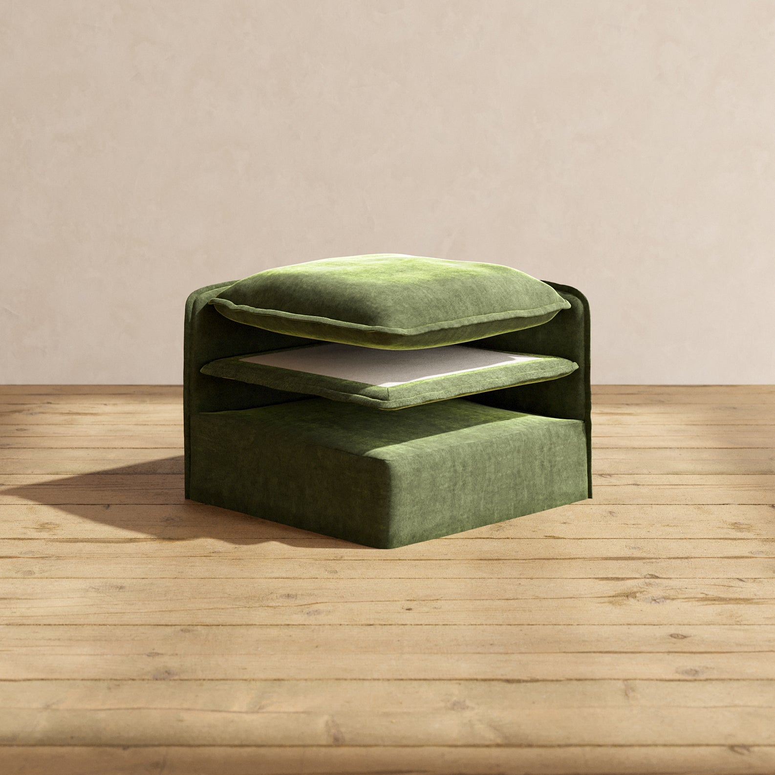 Premium Velvet Ottoman Comfort Layer Set - Soft & Luxurious Olive Green Cover for Living Room, Bedroom, or Office Decor