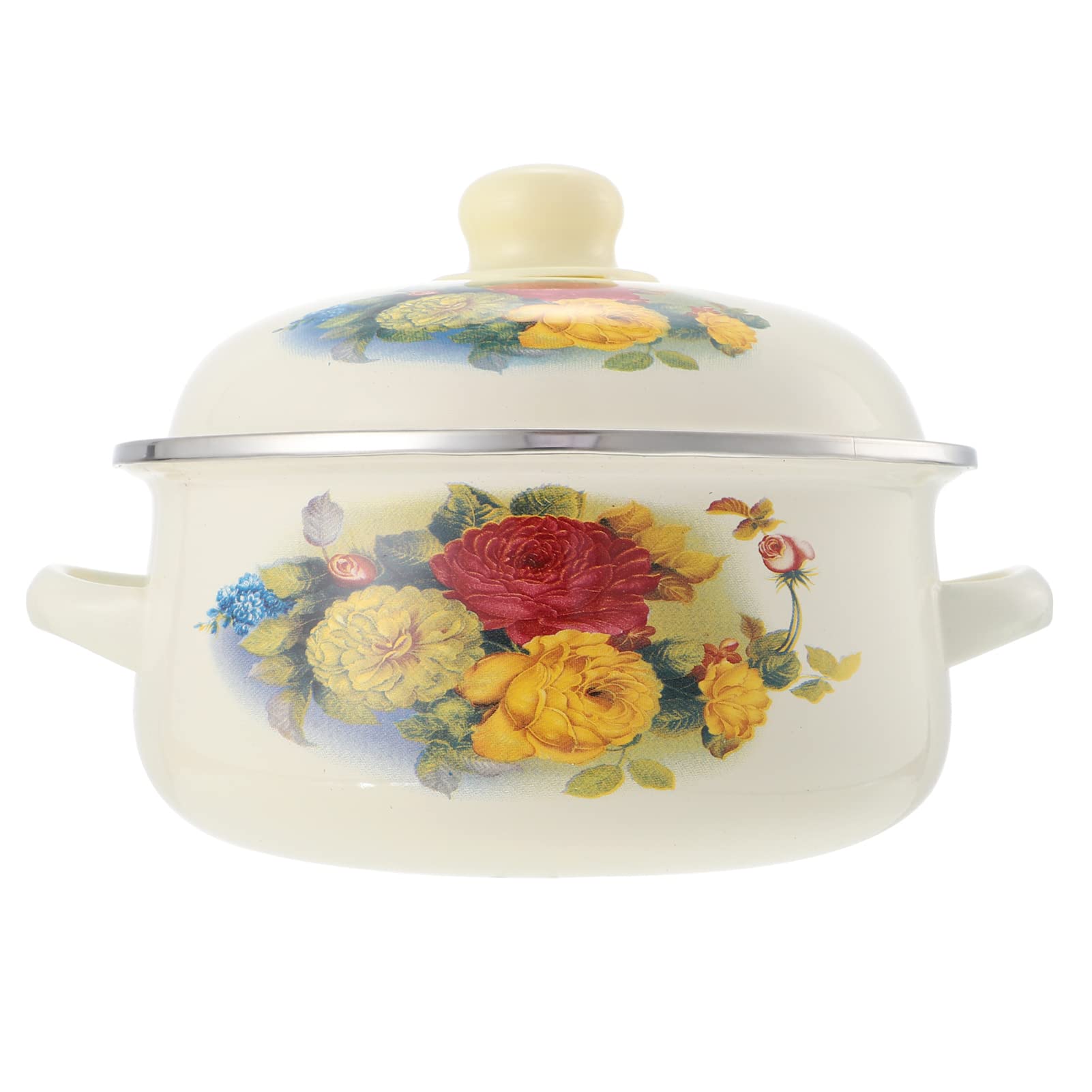 **Angoily Pho Bowl - Enamel Soup Pot with Lid, Vintage Stockpot for Pho, Shabu Hot Pot, Pasta - Perfect for Home Kitchen & Cooking Utensils | Ideal for Soups, Stews & Asian Dishes**