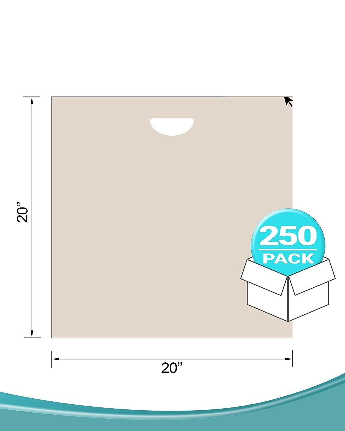 APQ 250-Pack Ivory Shopping Bags with Die-Cut Handles - 20