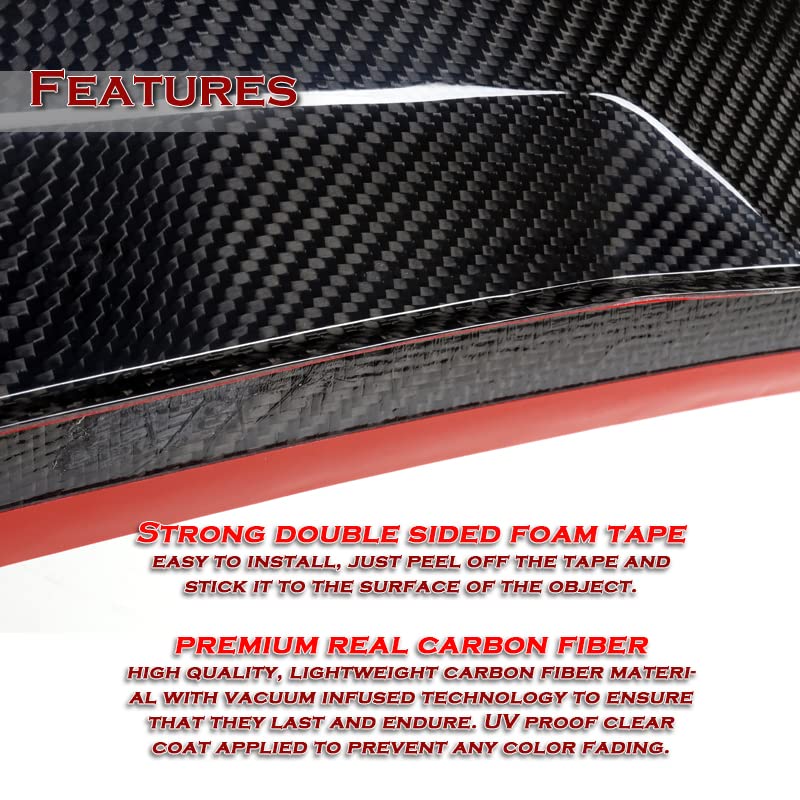 HYPERSPEED Real Carbon Fiber Trunk Spoiler Wing Lip Kit - V-Style Rear Lip Compatible with Honda Accord Sedan 2013-2017 | Car Mod Accessories & Automotive Replacement Parts | Enhance Style & Aerodynamics for Street Racing & Show Cars