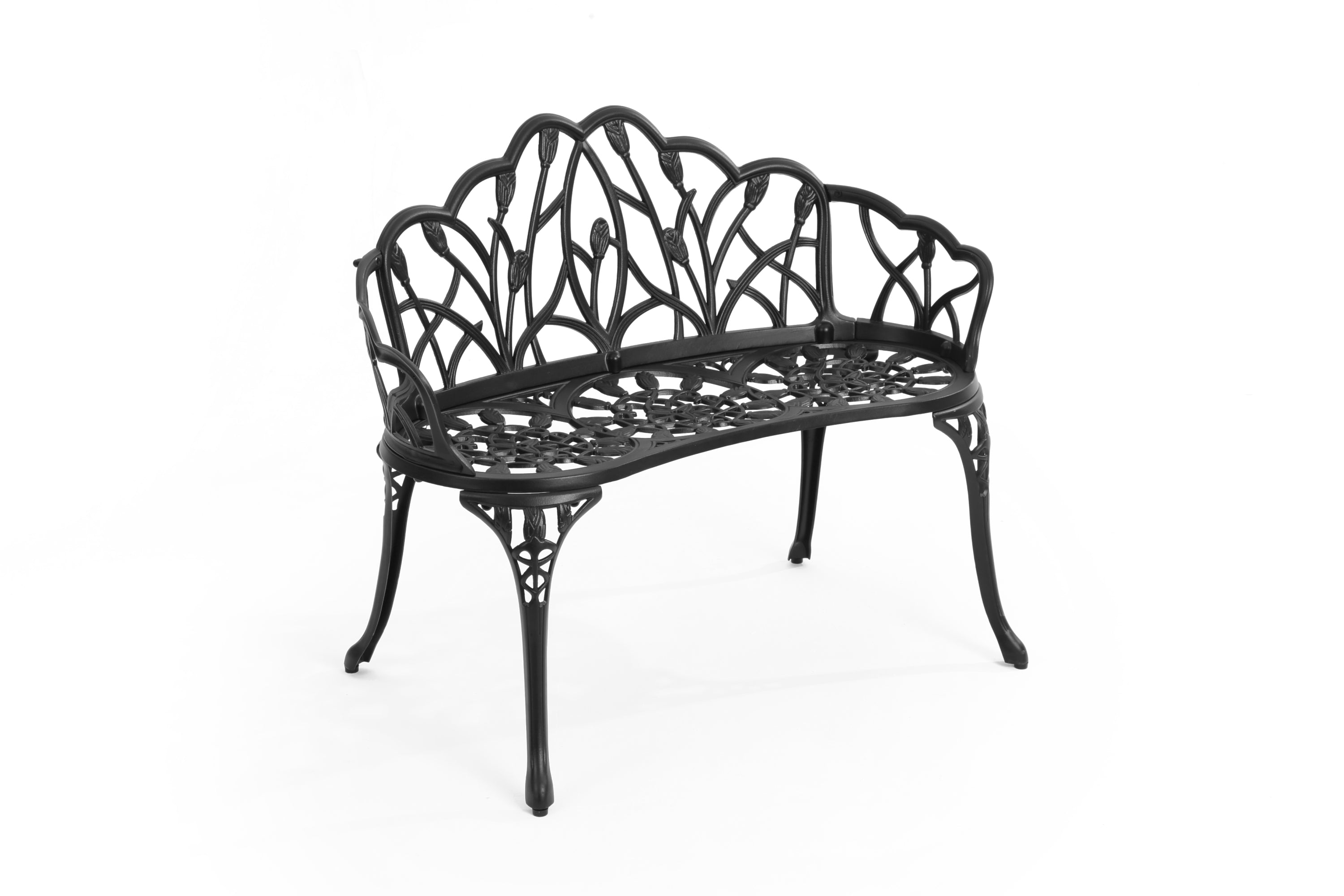 Heavy Duty Cast Aluminum Outdoor Bench - Rust-Resistant Garden Patio Furniture for Backyard, Park, and Deck Seating