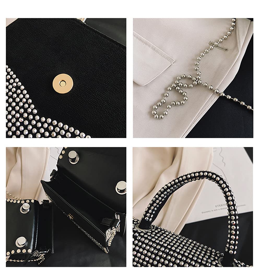Sparkling Rhinestone Evening Purse for Women - Elegant Crossbody & Top Handle Glitter Handbag for Party, Club, Wedding & Special Occasions | Crystal Embellished Clutch Bag with Chain Strap