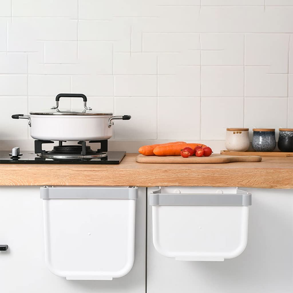 Foldable Wall-Mounted Kitchen Trash Can - Under Sink Hanging Garbage Bin for Cabinet Door, Countertop & Bathroom - Space Saving Household Waste Bin for Kitchen, Living Room & Toilet Organization
