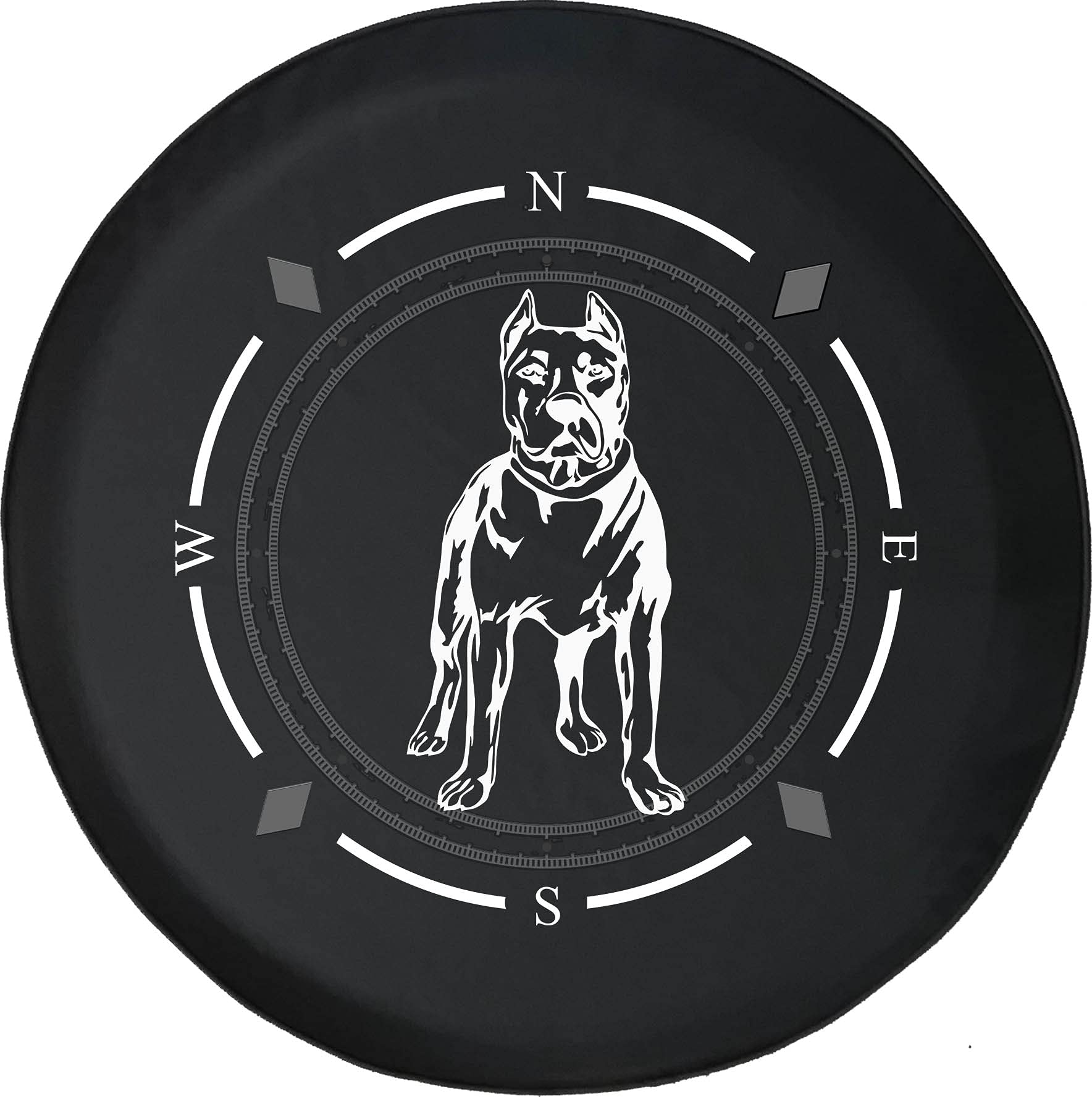 Spare Tire Cover with Compass Design - Pitbull, Staffy, American Bulldog Wheel Cover for SUV, Trailer, RV & Most Vehicles - Durable & Weatherproof Accessory for Off-Road Adventures & Camping Trips