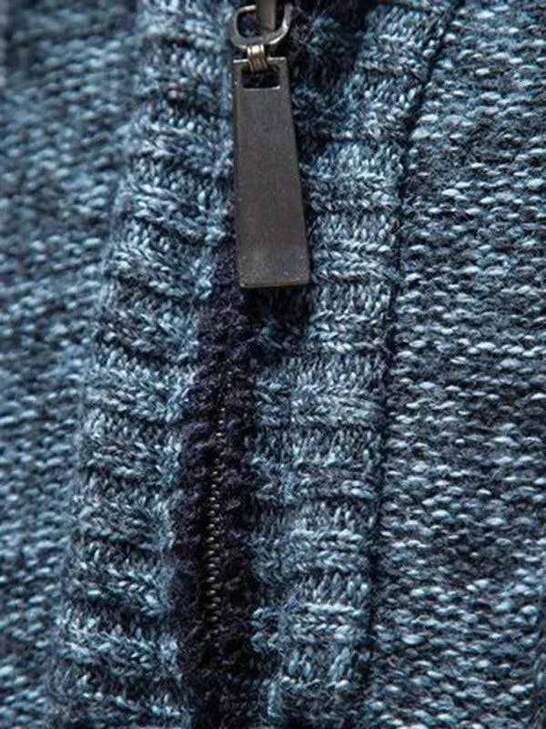 Men's Stand Collar Zipper Pullover Sweater - Warm Winter Knitwear for Casual Outfits & Outdoor Activities