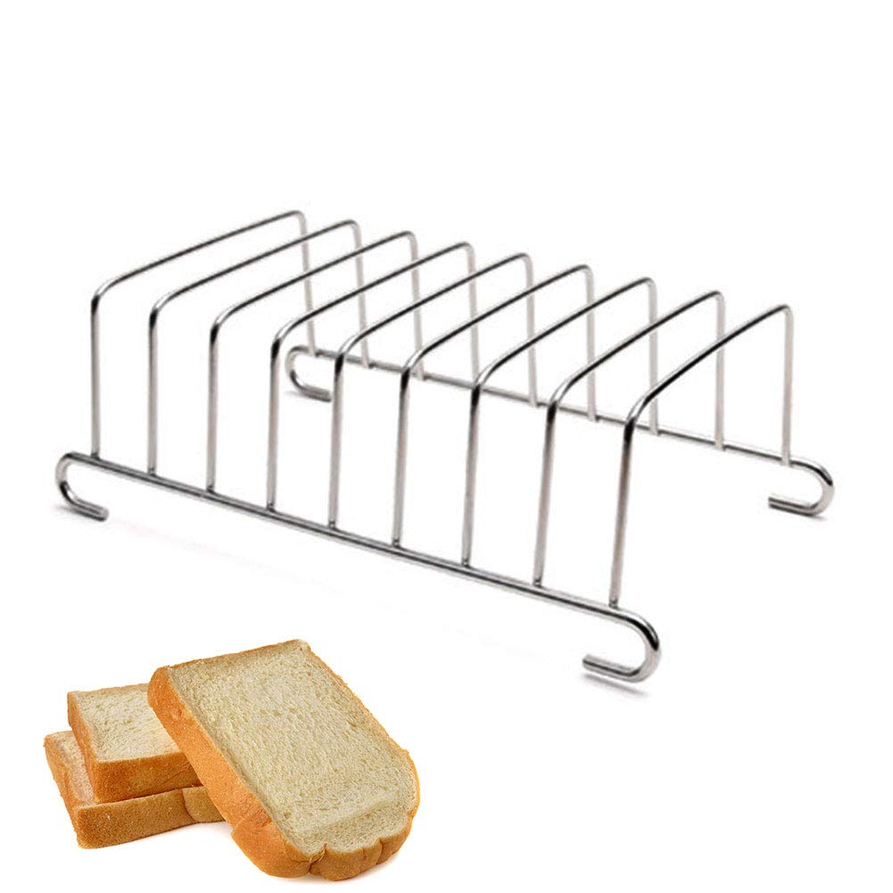 Modonghua Stainless Steel Bread Rack - 8 Slice Toast Holder for Kitchen, Dining Table & Air Fryer Accessories | Perfect for Breakfast Serving, Restaurant Use & Home Baking (2-Pack)