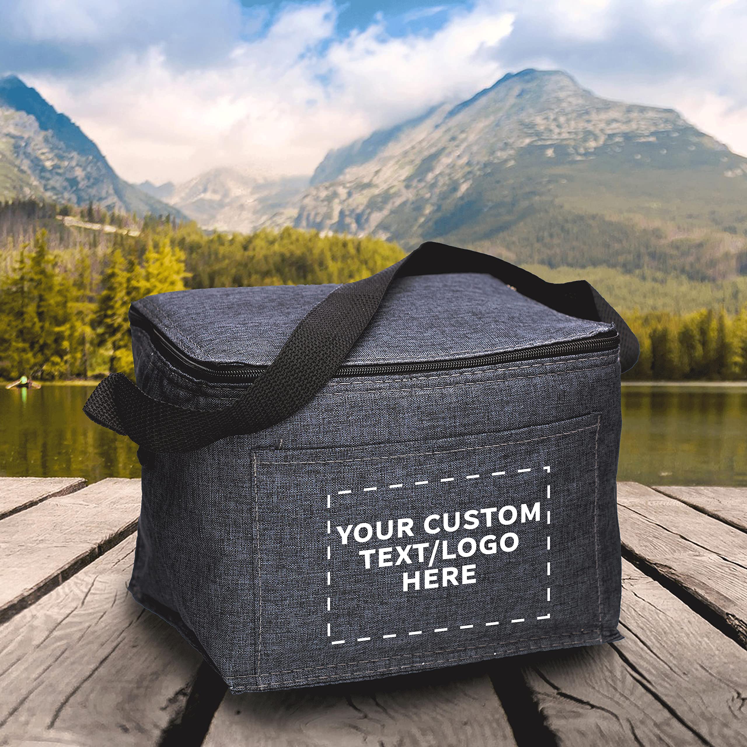 Custom Insulated Cooler Lunch Bag Set of 50 - Personalized Bulk Pack for Work, Travel & Outdoor Events - Black | Reusable Food Storage for Picnics, Camping & Office Lunches