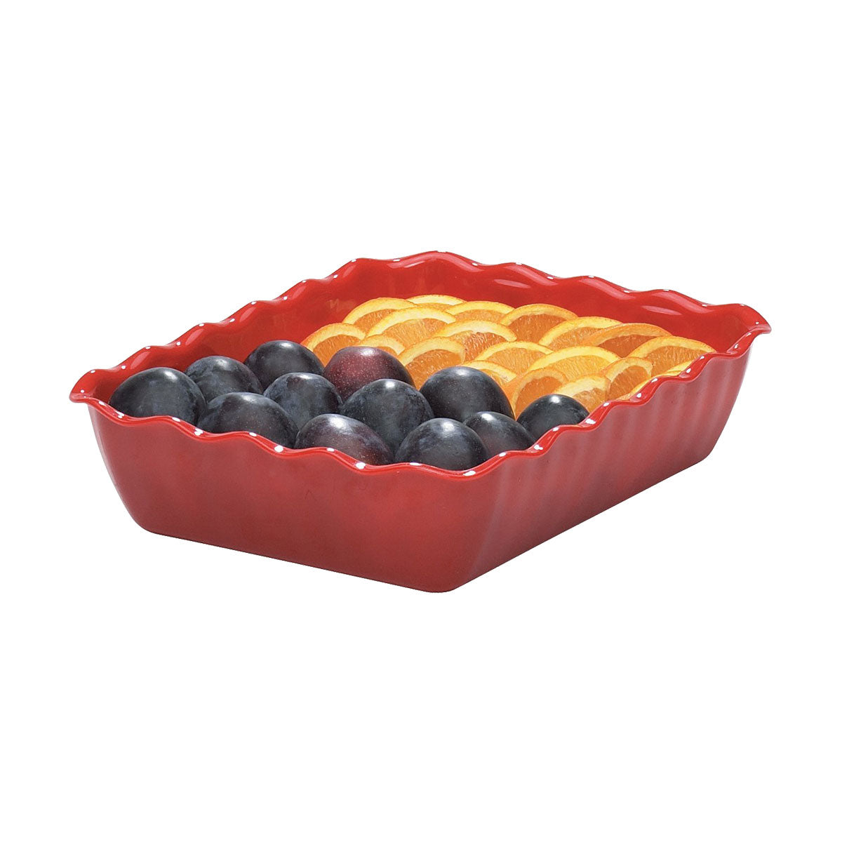 Cambro DC10404 Scalloped Pattern Deli Crock - 4.9 Quart Red Food Storage Container for Delis, Restaurants & Catering - Perfect for Serving Salads, Soups & Side Dishes