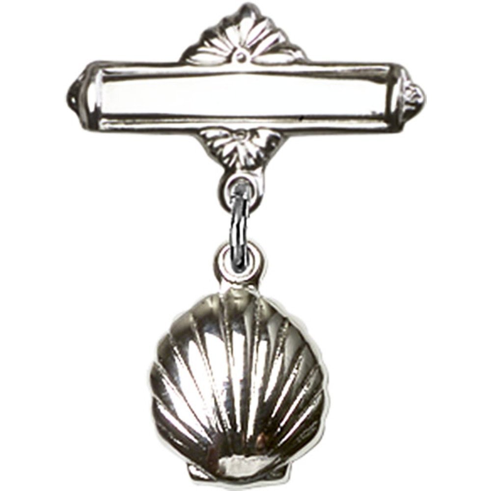 Sterling Silver Baby Badge with Shell Charm - 7/8