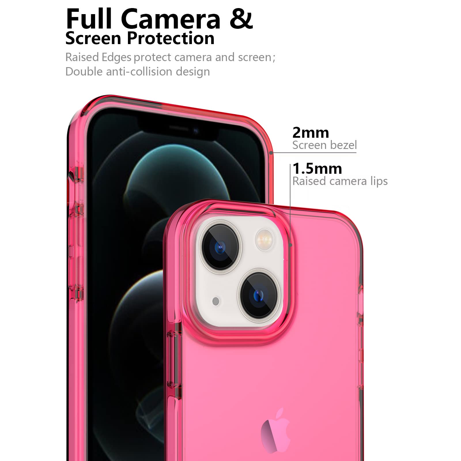 ArtsEvo Shockproof iPhone 14 Case & iPhone 13 Case - 6.6ft Drop Protection, Full Body Protection with Screen & Camera Cover - Hot Pink | Perfect for Outdoor Activities, Work & Daily Use