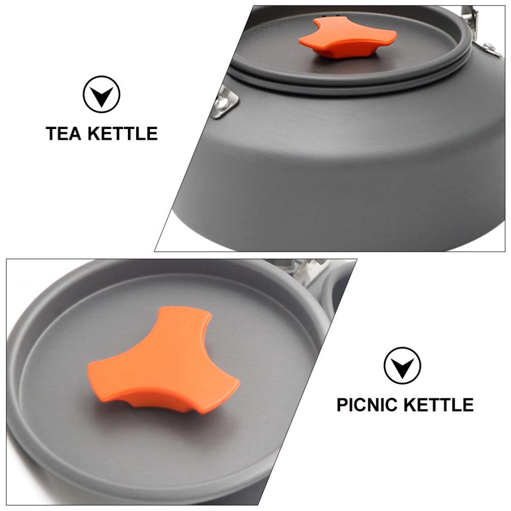 Hemoton Stainless Steel Camping Tea Kettle - 1L Portable Outdoor Kettle for Hiking, Picnic & Backpacking - Lightweight Boiling Water Pot for Campfire, RV & Emergency Preparedness