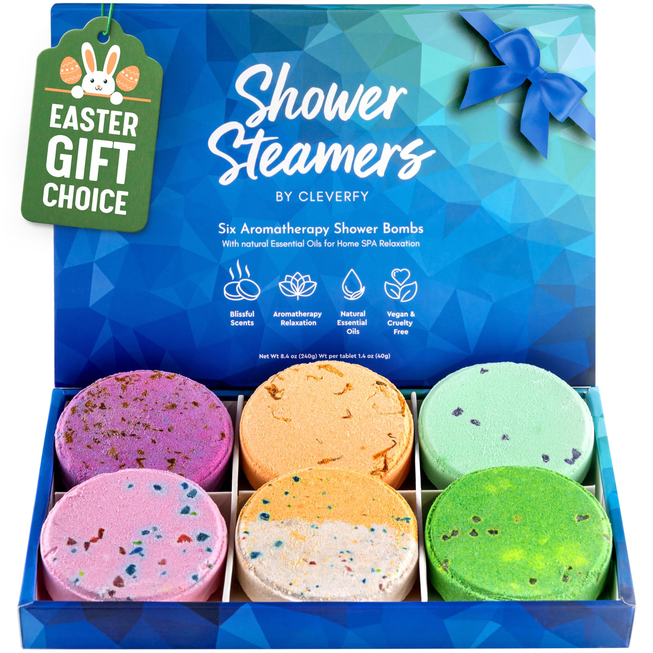 Cleverfy Aromatherapy Shower Steamers - 6 Pack Relaxing Shower Bombs with Essential Oils for Stress Relief & Better Sleep | Perfect for Spa Nights, Self-Care & Gift Giving