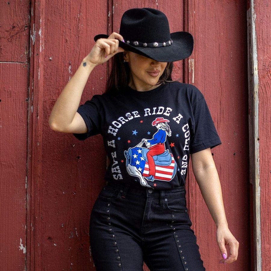 Women's Save a Horse Boyfriend Fit T-Shirt - Comfortable Oversized Graphic Tee for Casual Wear & Western Style Outfits | Perfect for Concerts, Rodeos & Country Themed Events