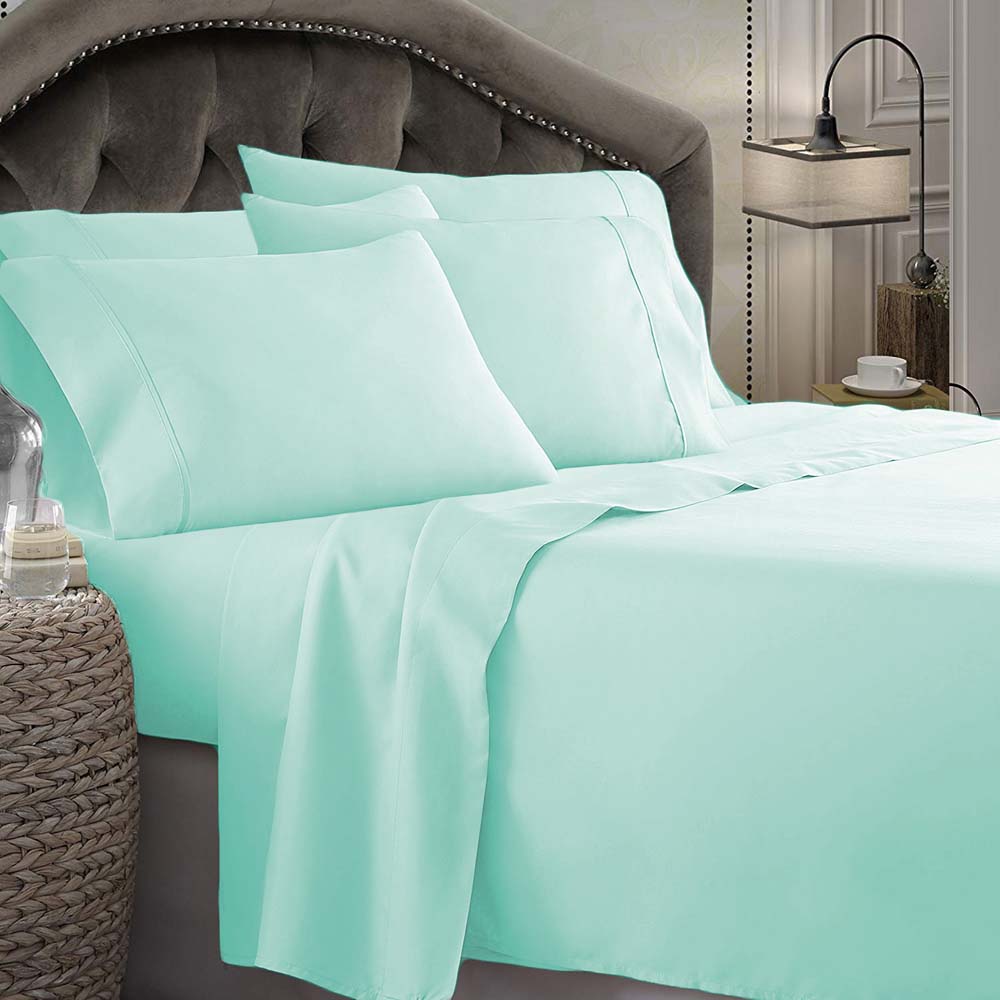 1800 Series Microfiber Sheet Set - Aqua Blue Queen Size Bed Sheets | Ultra Soft Breathable Bedding for All Seasons | Perfect for Home, Hotel, and Guest Room Comfort