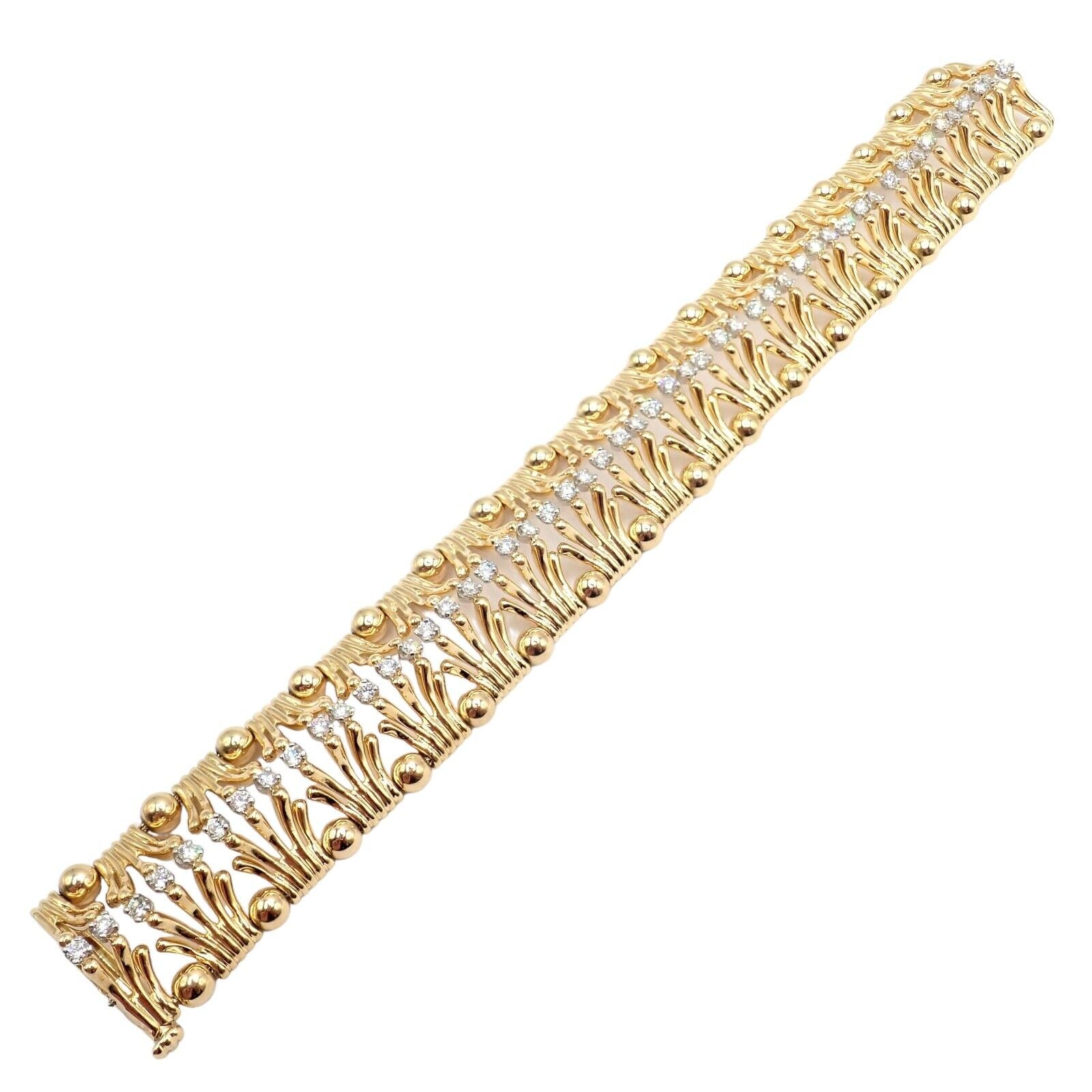 Tiffany & Co Jean Schlumberger 18k Yellow Gold Platinum Diamond Bracelet for Women - Luxury Diamond Tennis Bracelet for Gifts, Anniversaries & Special Occasions