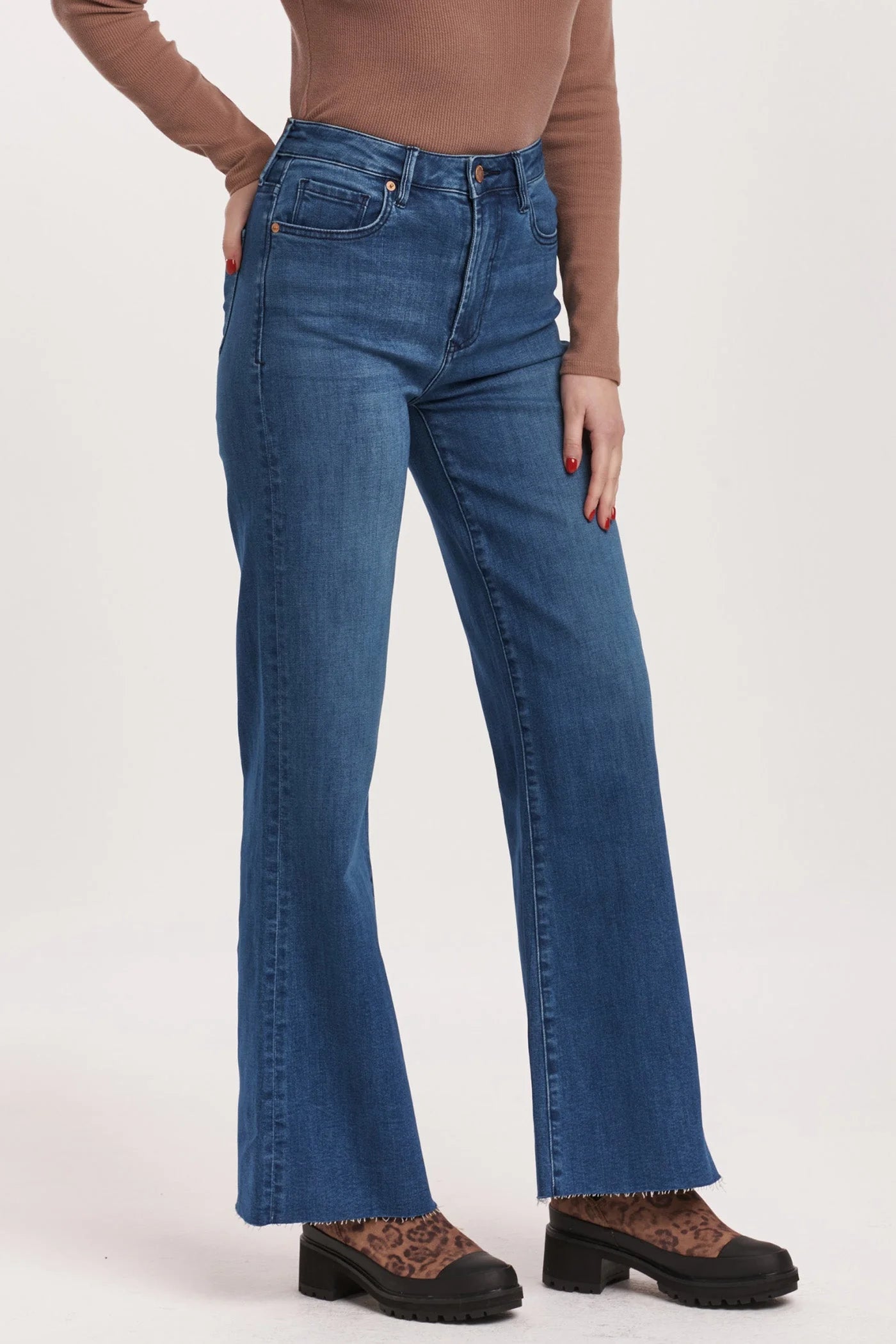 Fiona High Rise Wide Leg Jeans for Women - Violet Blue Denim Pants, Comfortable & Stylish for Casual Wear, Office, and Night Out