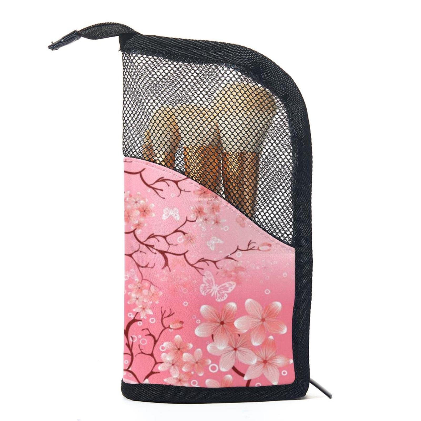 12-Piece Makeup Brush Organizer Bag with Portable Holder Case - Pink Blossom Design for Travel & Home Storage | Perfect for Makeup Artists & Beauty Enthusiasts