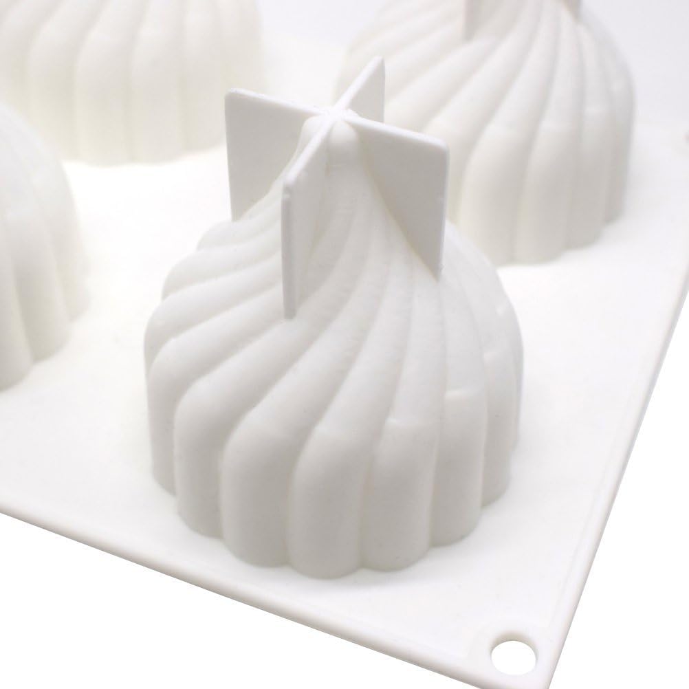 RKPM HOMES 6-Cavity Spiral Chocolate Fondant Mold - 3D Onion Silicone Cupcake Mould for DIY Cake Decorating, Modak Molds for Handmade Polymer Mousse, Candy, Cookies, Muffins & Resin Wax Candles | Perfect for Birthday Parties, Wedding Desserts & Holiday Baking