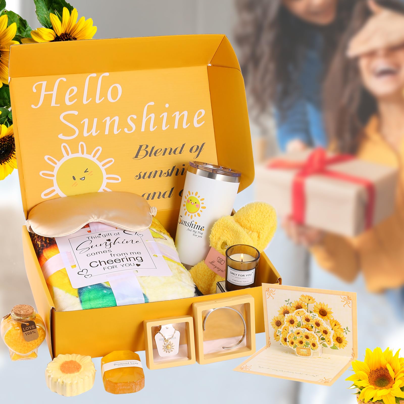11-Piece Sunflower Self-Care Gift Basket for Women - Inspirational Relaxation Bath Set with Get Well Soon & Birthday Gifts - Perfect Care Package to Cheer Her Up (Large Set) | Ideal for Birthdays, Recovery, Stress Relief & Thoughtful Surprises