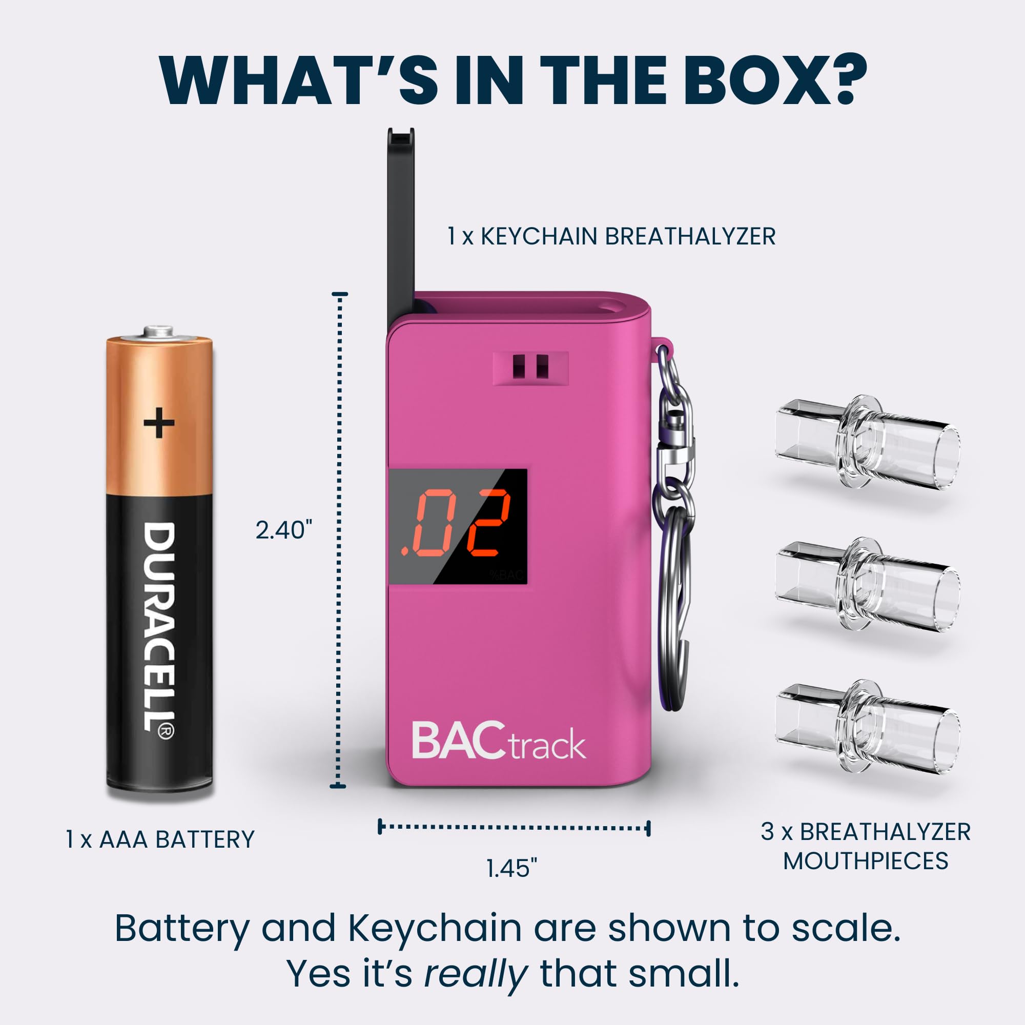 BACtrack Keychain Breathalyzer - Pink (2 Pack) | Ultra-Portable Alcohol Tester for Personal & Professional Use | Perfect for Parties, Travel, and Workplace Safety