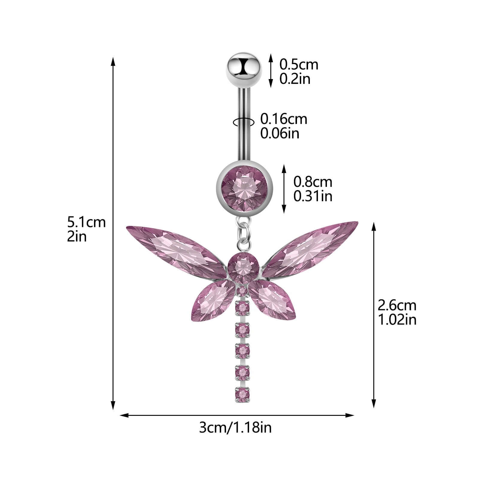 Diamond Butterfly Chain Pendant Belly Ring | 14K Gold Plated Navel Jewelry for Women | Perfect for Piercing, Beach Wear & Special Occasions