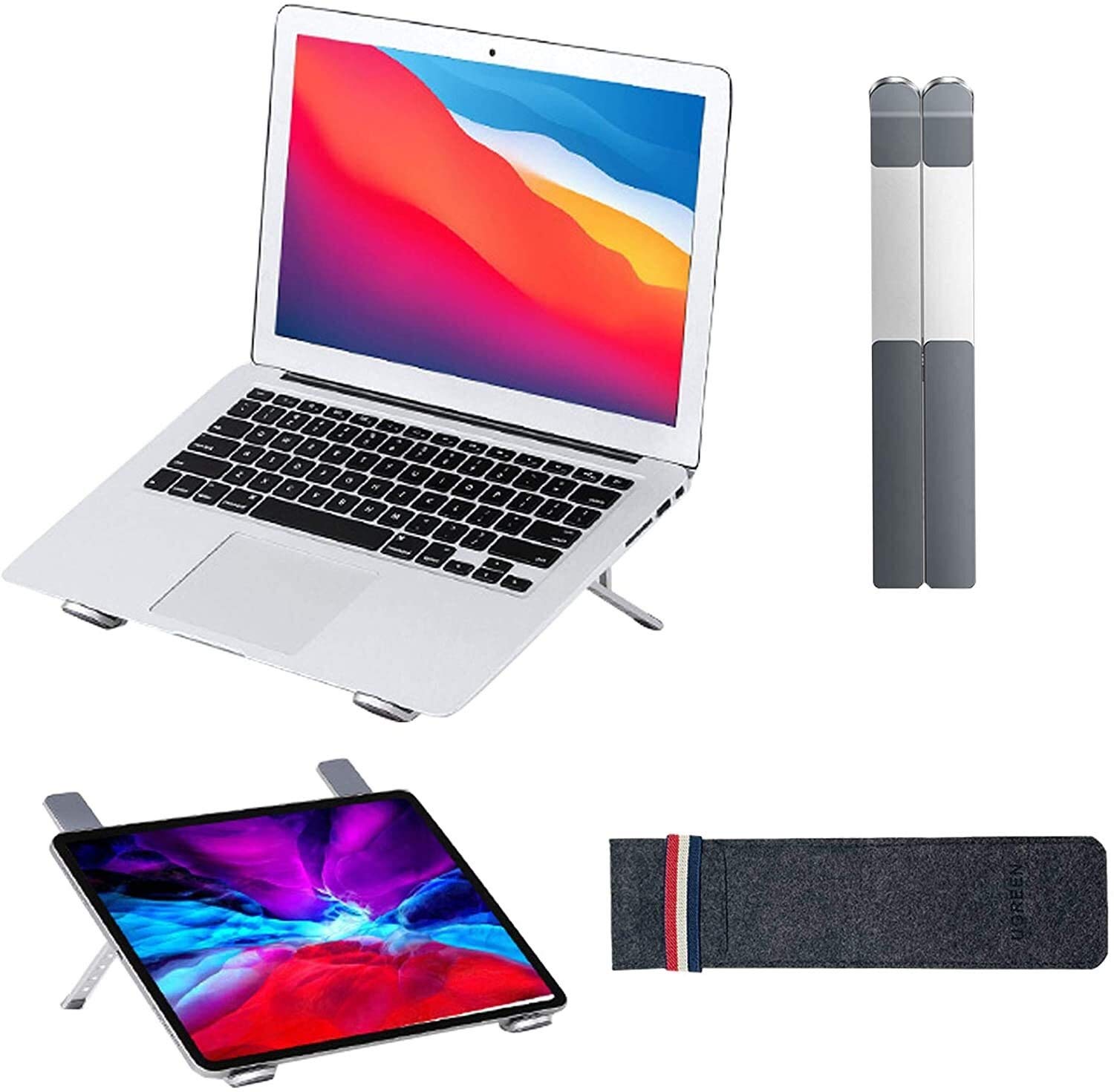 ESSNS Aluminum Alloy Cooling Laptop Stand with Fan - Adjustable Height, Foldable & Ventilated Design for Heat Dissipation - Perfect for Home Office, Gaming & Workstation Use