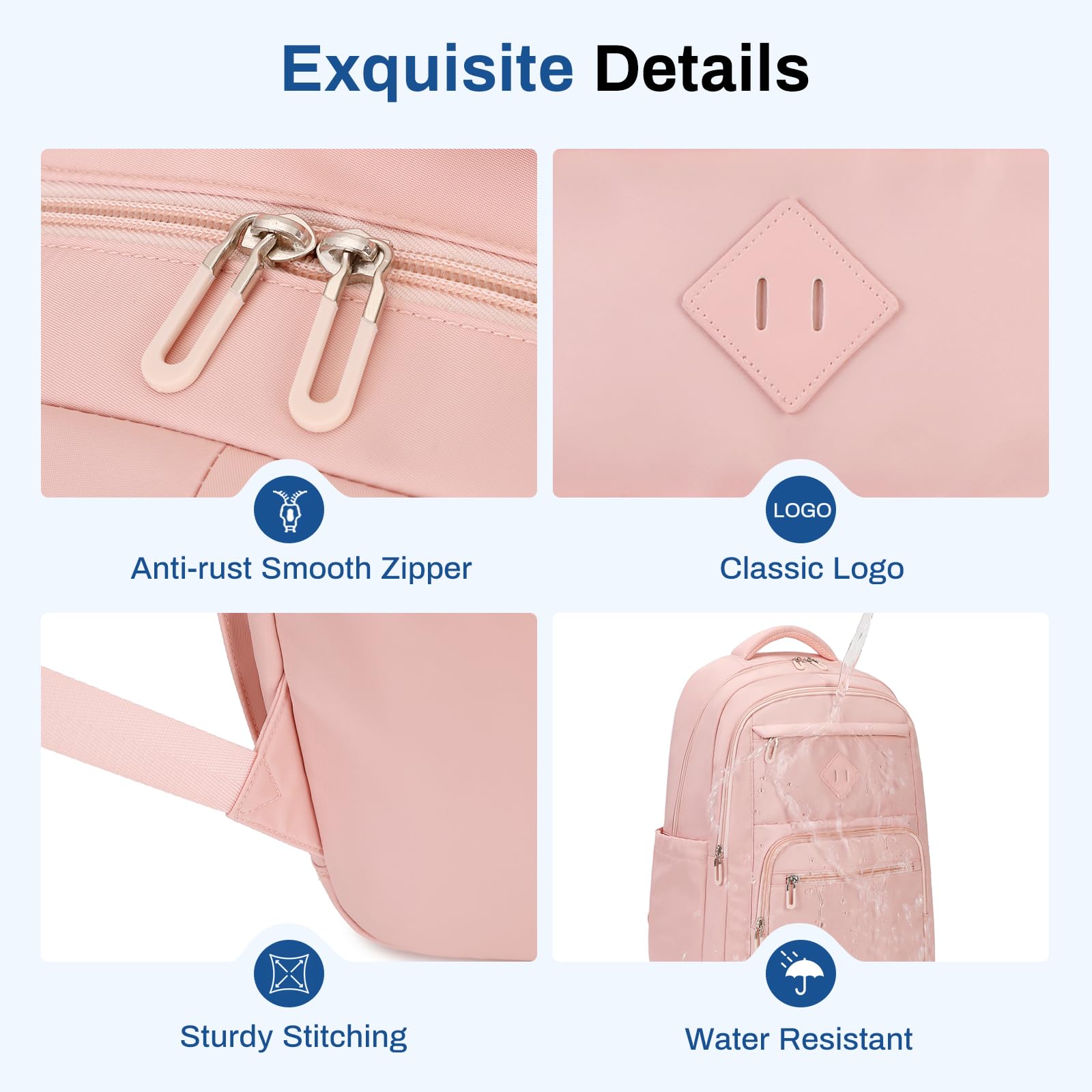 Lightweight Girls School Backpack for Teens - Pink Bookbag with Luggage Strap for College & Travel (Ages 8-18) | Perfect for School, Commuting & Weekend Getaways