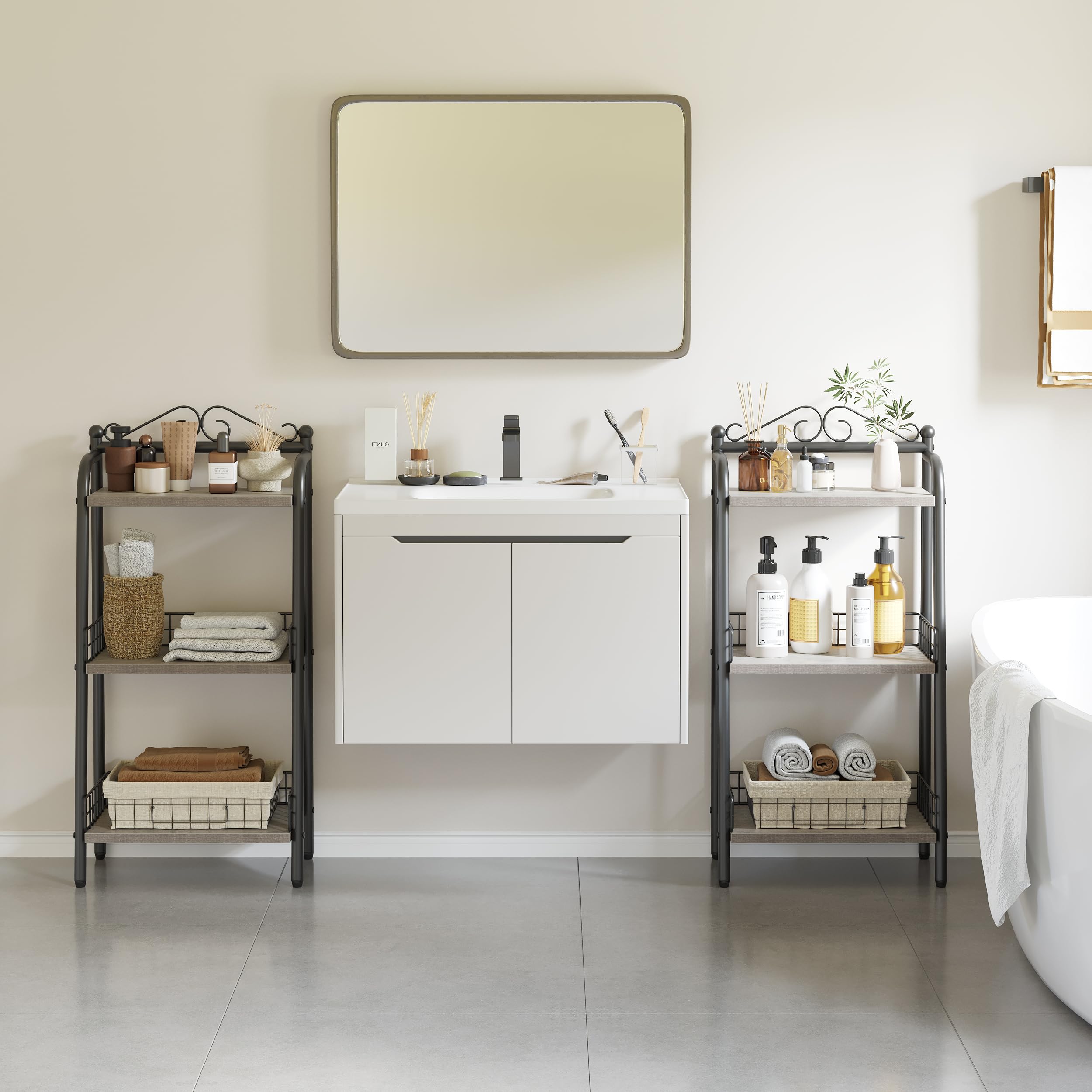 GARVEE 3-Tier Bathroom Ladder Shelf - Space-Saving Freestanding Storage Organizer for Bathroom, Living Room, Balcony & Kitchen | Perfect for Small Spaces, Towel & Toiletry Storage
