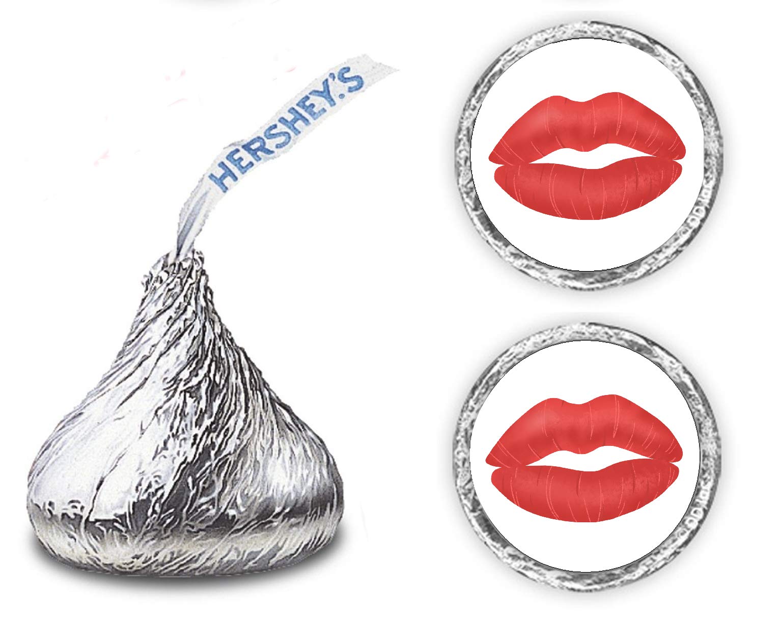 216 Red Lips Kisses Stickers - Perfect for Bridal Showers, Weddings, Bachelorette Parties, Birthdays & Engagement Decorations - Chocolate Drops Labels for Bride-to-Be - Made in USA - Great for DIY Invitations, Gift Wrapping & Party Favors